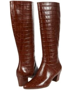 Naturalizer Women Boots Melanie Regular Shaft, Lodge Brown Croco Print Leather